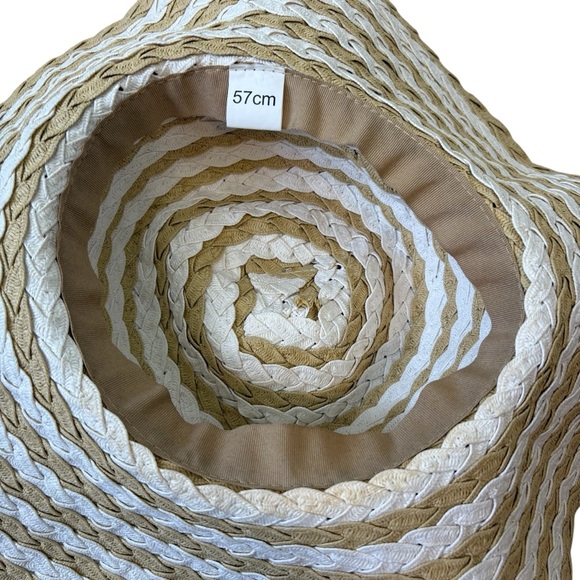 Tan & White Striped Sun Hat OS - Picture 3 of 3